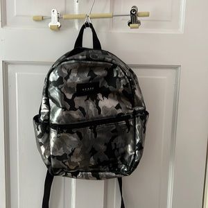 State Mini Backpack Black and Silver Camouflage Pattern